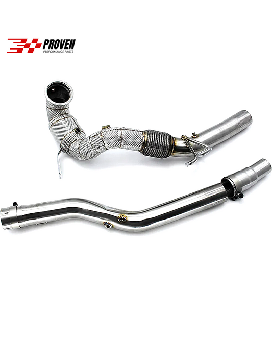 Volkswagen MK8 Golf R catted downpipe with heatshield