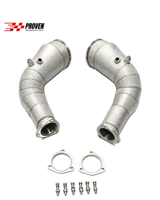 Audi B9 B9.5 RS4 RS5 catted downpipe with heatshield
