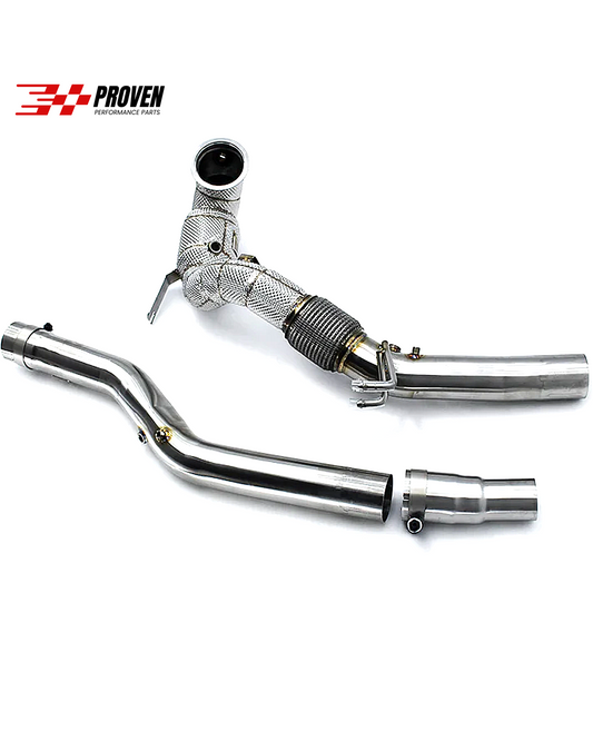 Volkswagen MK8 Golf R catted downpipe with heatshield