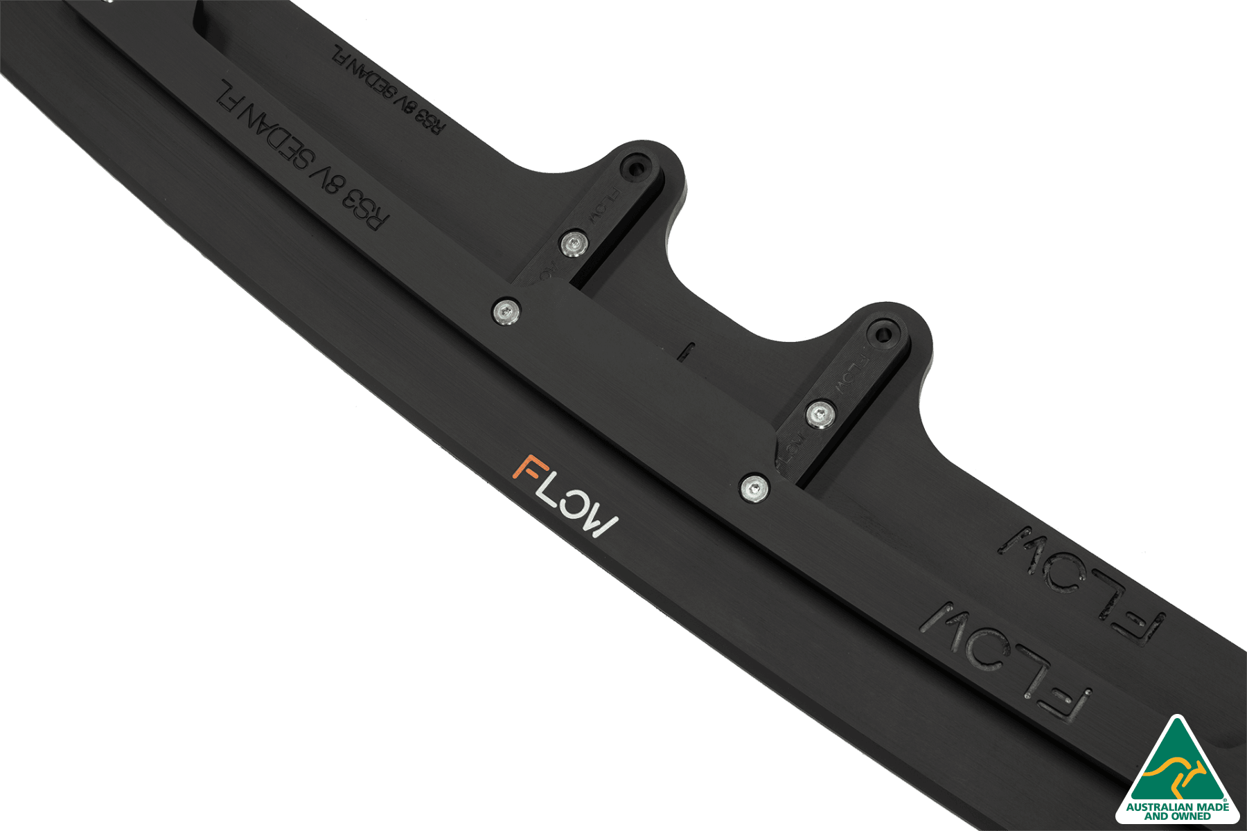 Flow Design RS3 8V Sedan Facelift Front Lip Splitter & Stainless Steel Mounting Brace