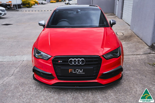 Flow Design S3 8V Sedan Pre-Facelift Front Lip Splitter V3 & Mounting Brace