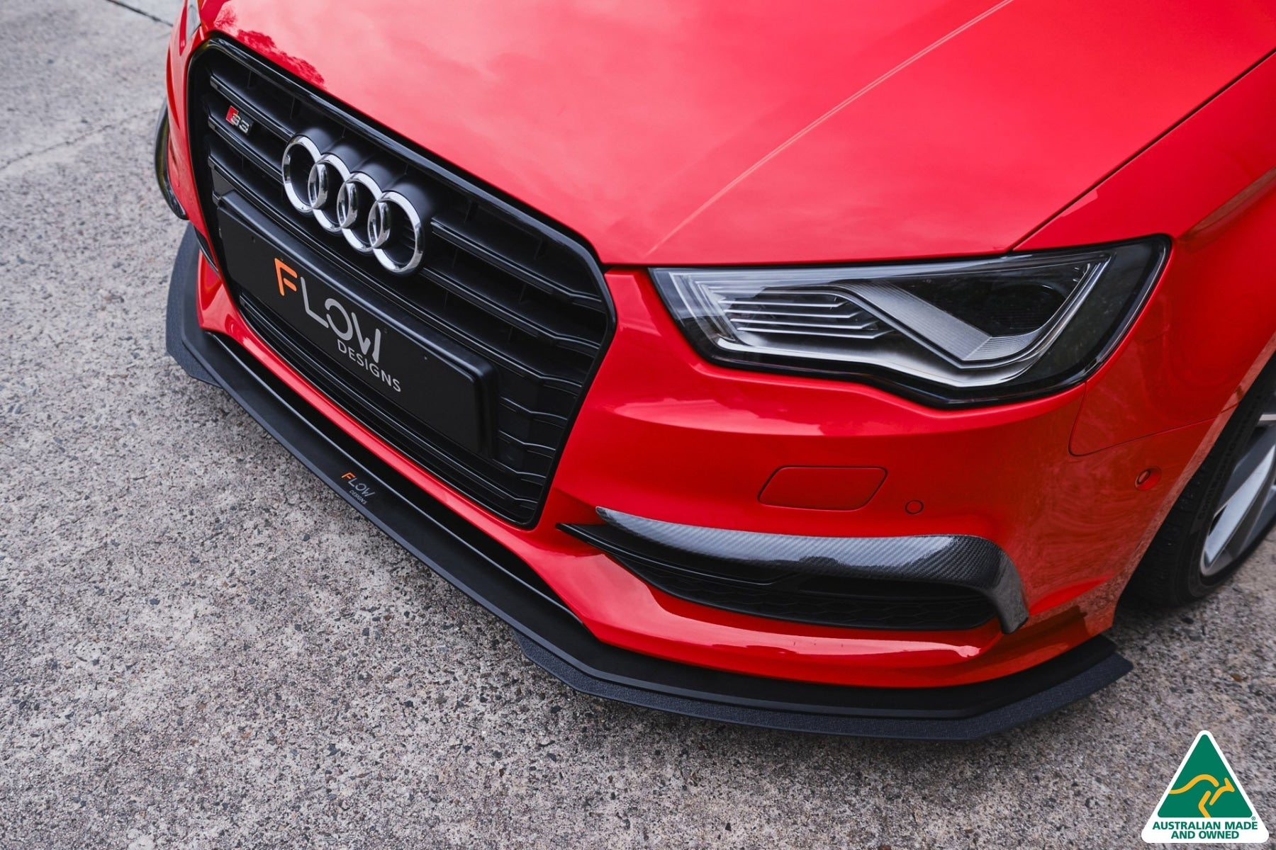 Flow Design S3 8V Sedan Pre-Facelift Front Lip Splitter Extensions (Pair)