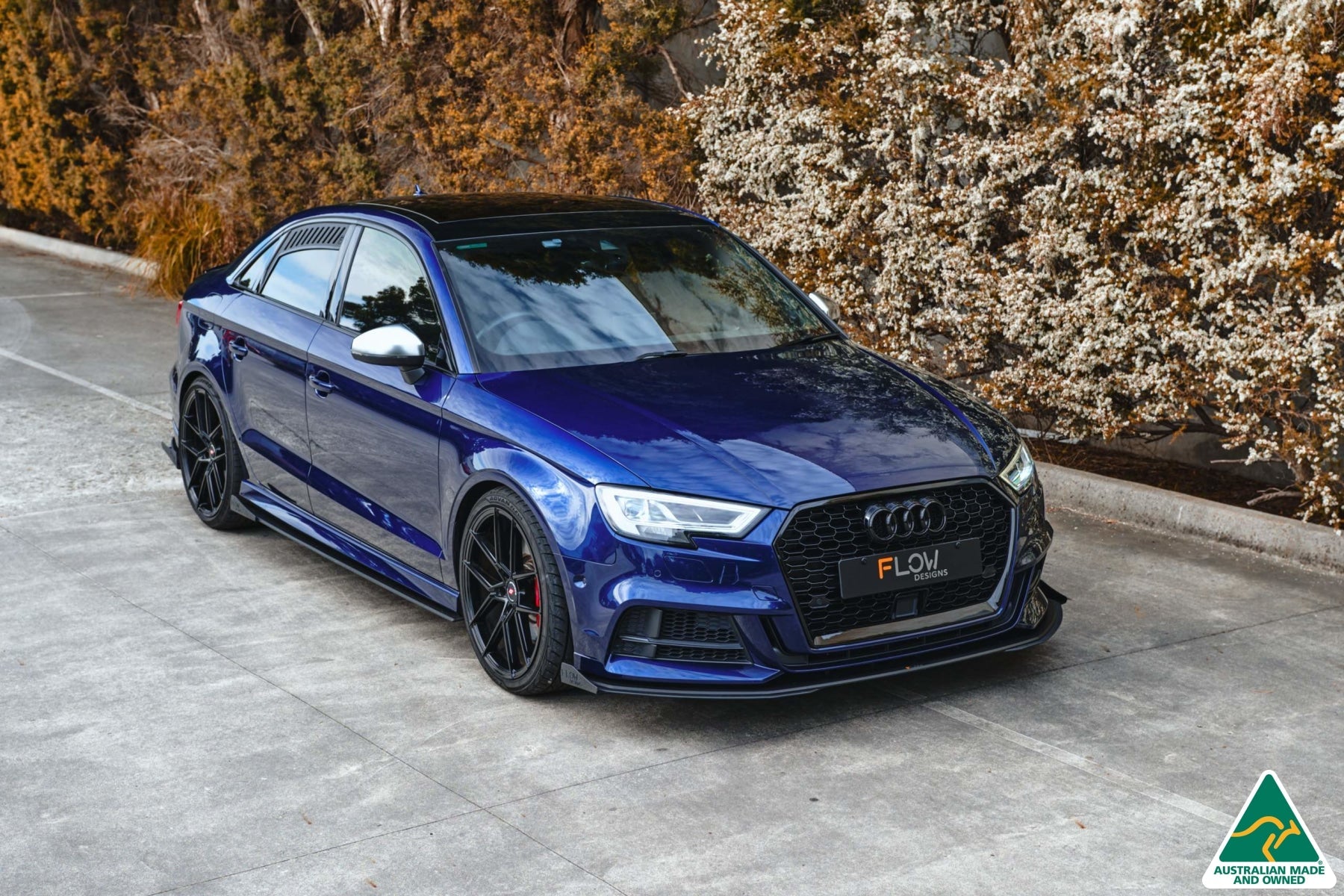 Flow Design S3 8V Sedan Facelift Front Lip Splitter & Mounting Brace