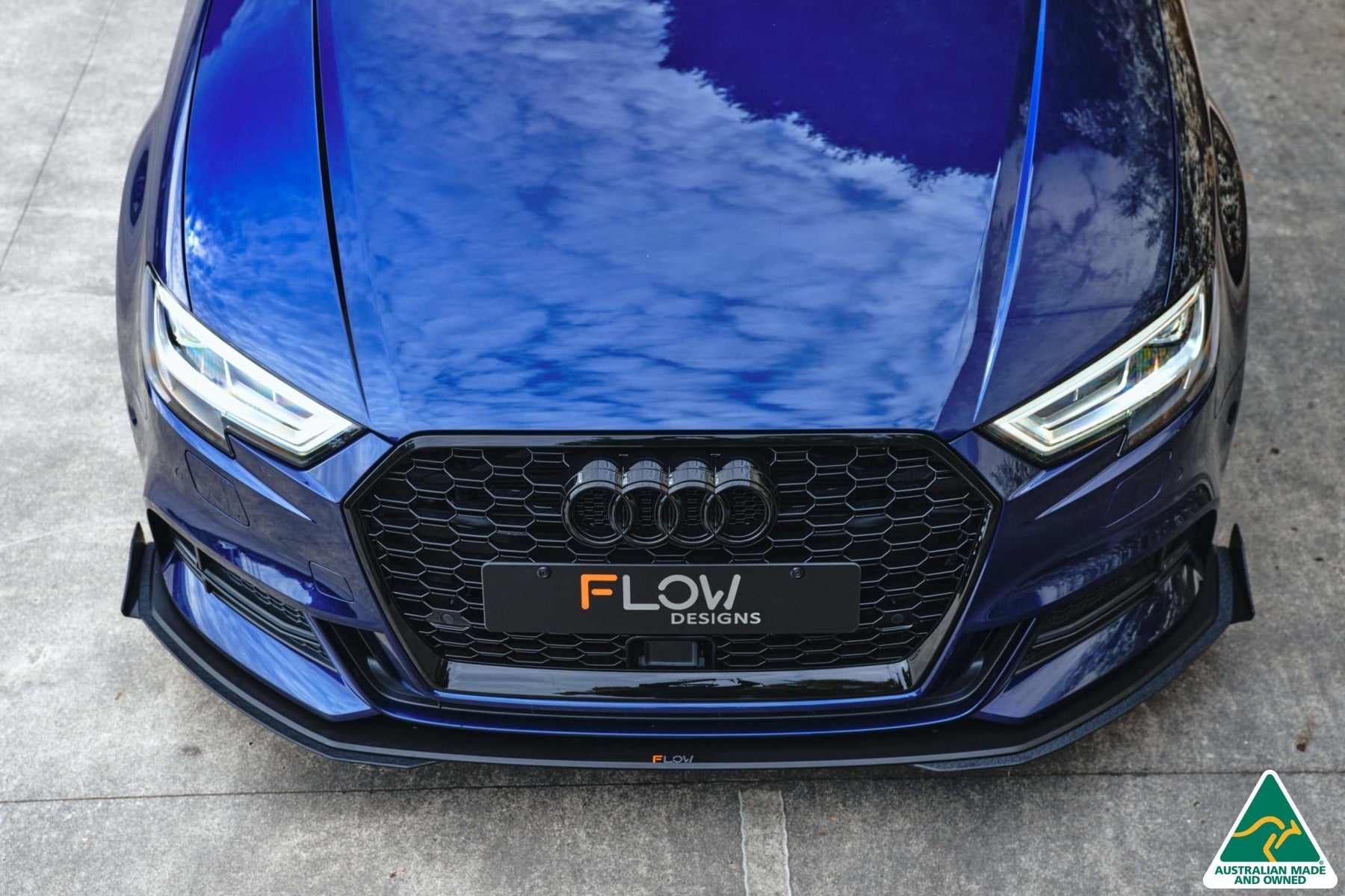 Flow Design S3 8V Sedan Facelift Front Lip Splitter Extensions (Pair)