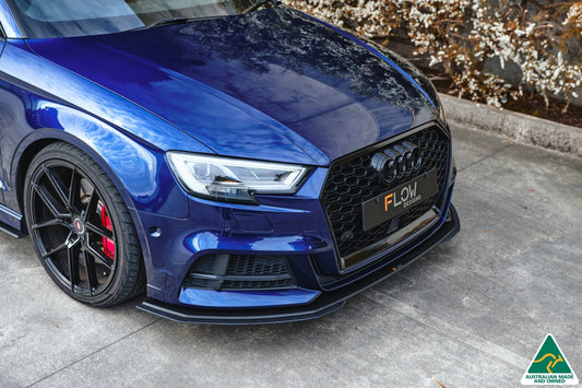 Flow Design S3 8V Sedan Facelift Front Lip Splitter Extensions (Pair)