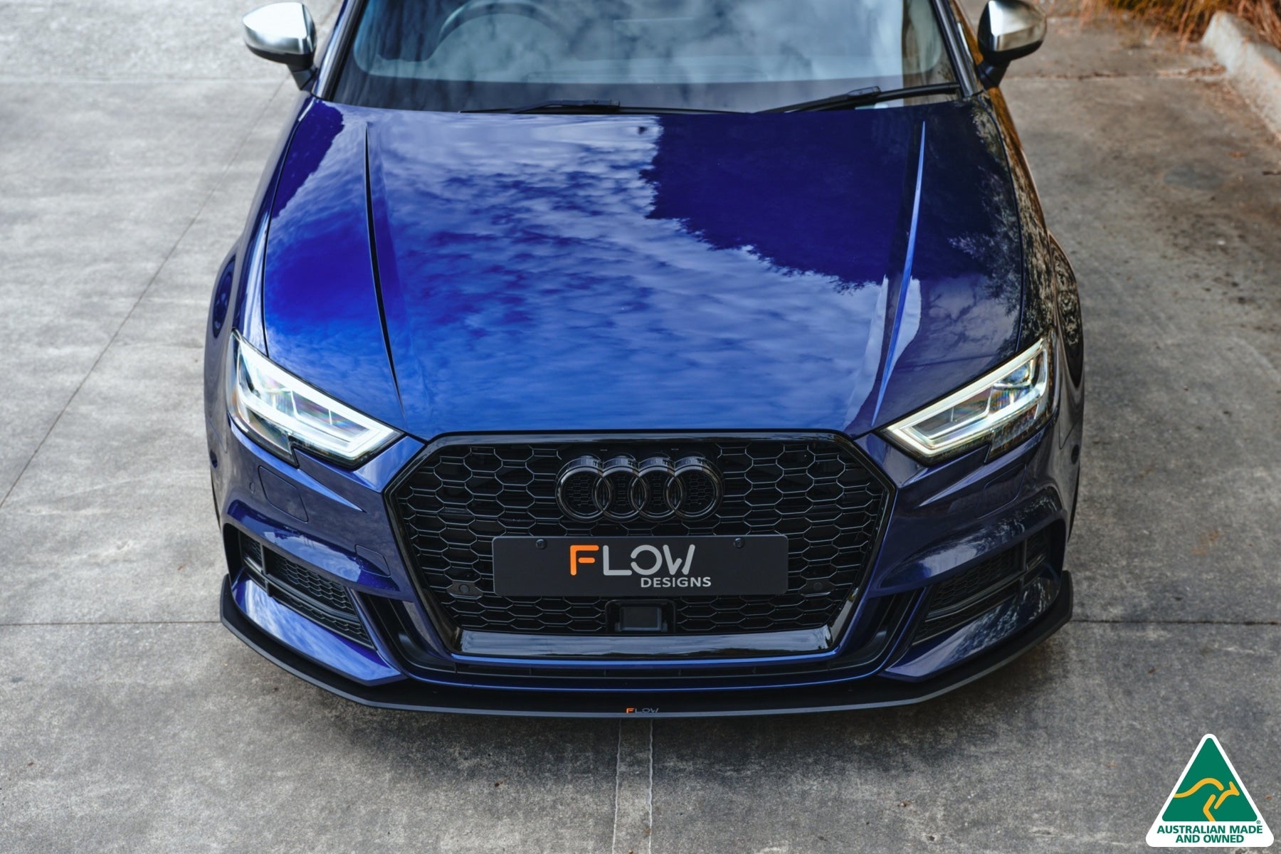 Flow Design S3 8V Sedan Facelift Front Lip Splitter & Mounting Brace