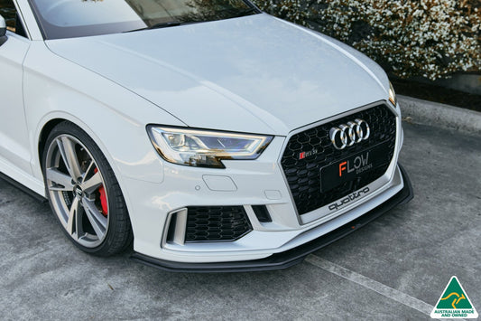 Flow Design RS3 8V Sedan Facelift Front Lip Splitter Extensions (Pair)