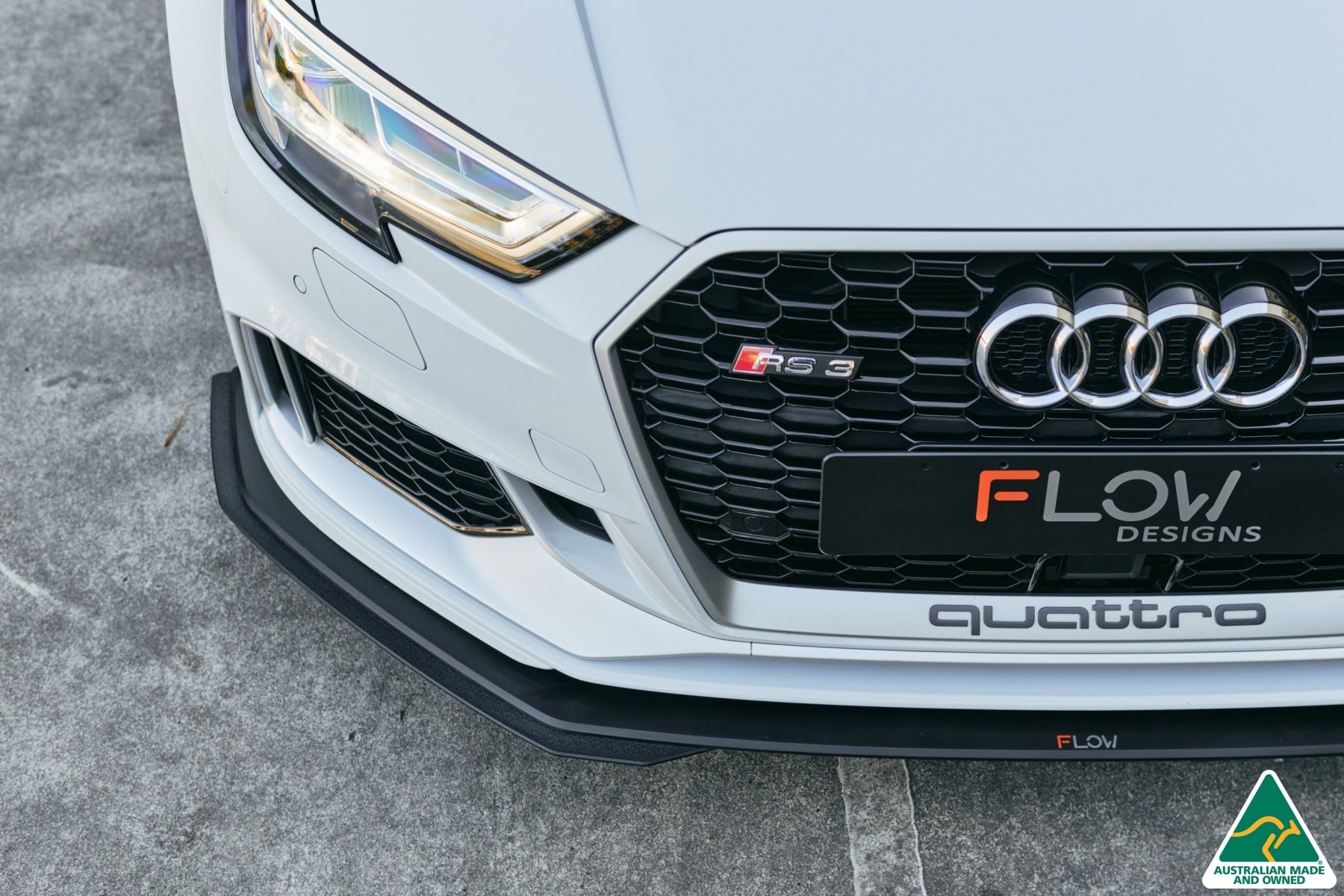 Flow Design RS3 8V Sedan Facelift Front Lip Splitter Extensions (Pair)