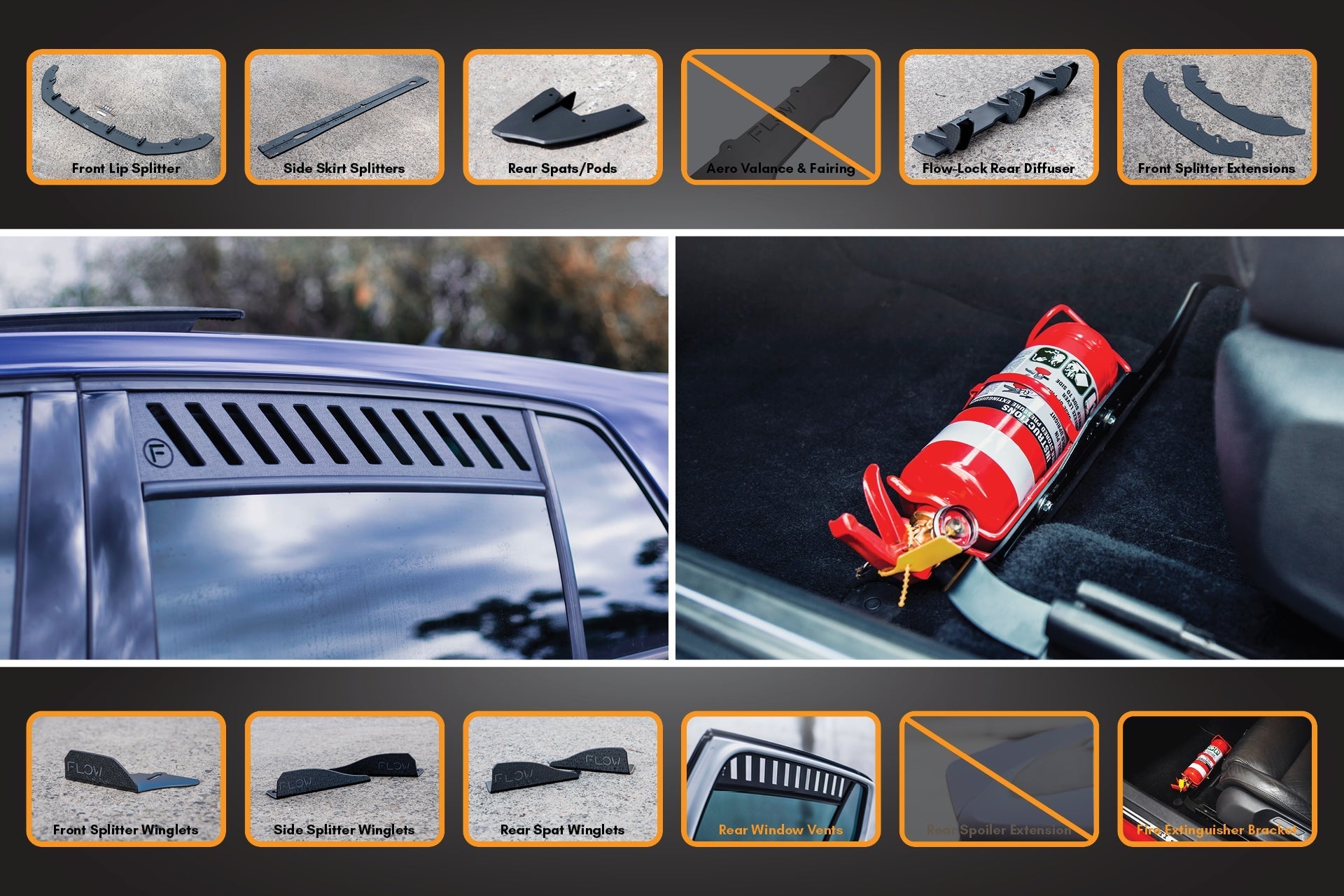 Flow Design MK7.5 Golf R Full Lip Splitter Set with Flow-Lock Rear Diffuser