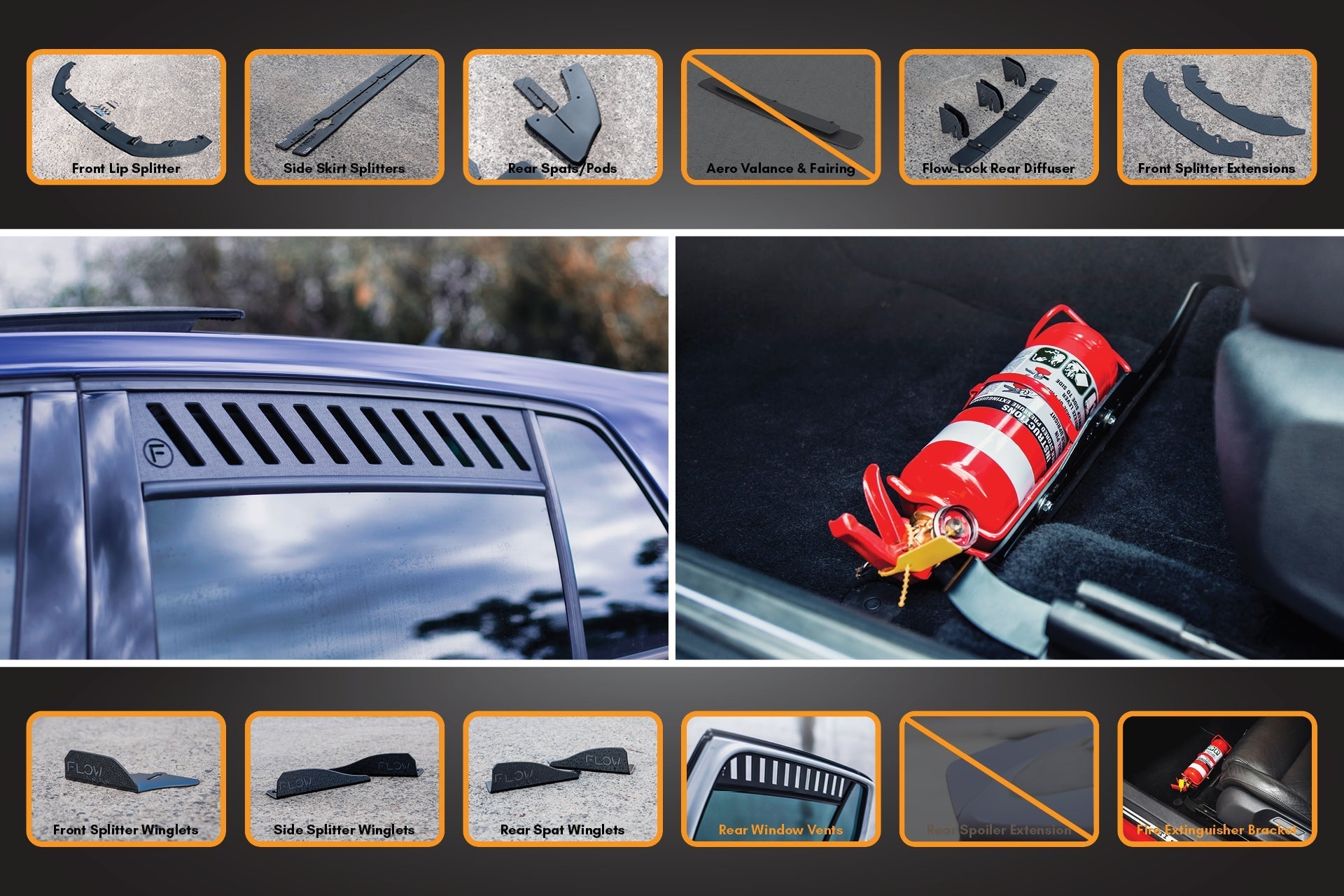 Flow Design MK7.5 Golf GTI Full Lip Splitter Set with Flow-Lock Rear Diffuser