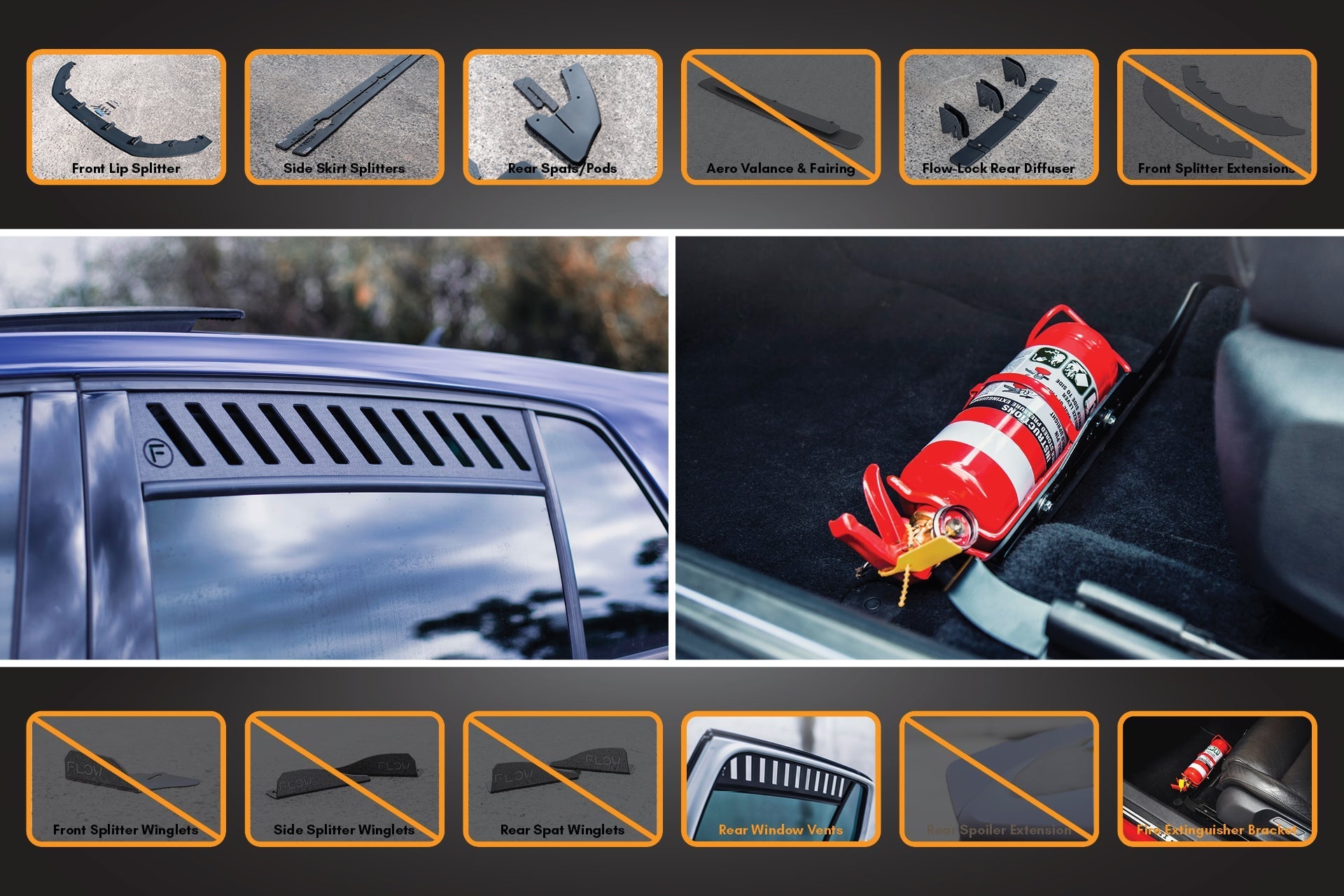 Flow Design MK7.5 Golf GTI Full Lip Splitter Set with Flow-Lock Rear Diffuser