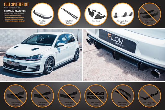 Flow Design MK7 Golf GTI Full Lip Splitter Set with Flow-Lock Rear Diffuser