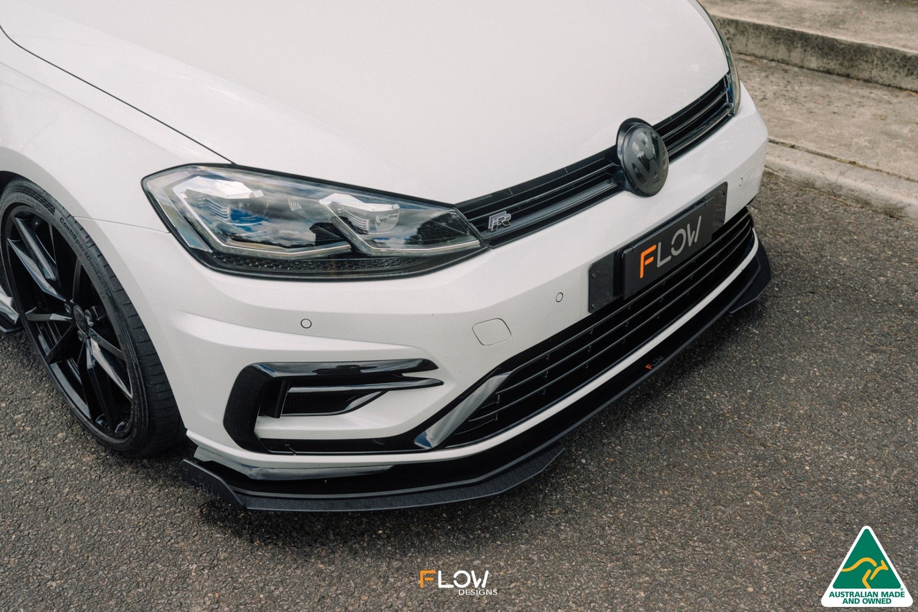 Flow Design MK7.5 Golf R Wagon Front Lip Splitter Extensions (Pair)