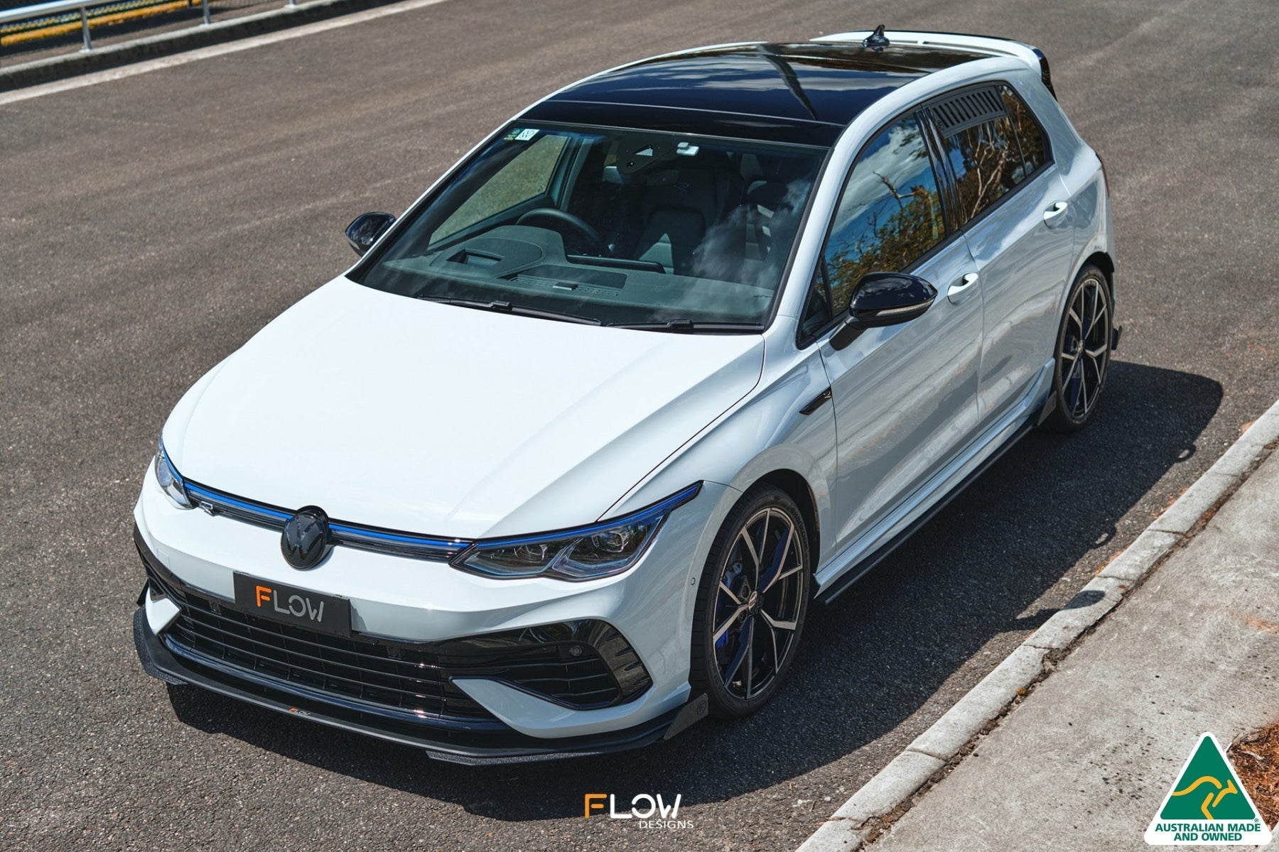 Flow Design MK8 Golf R Front Lip Splitter Extensions (Pair)