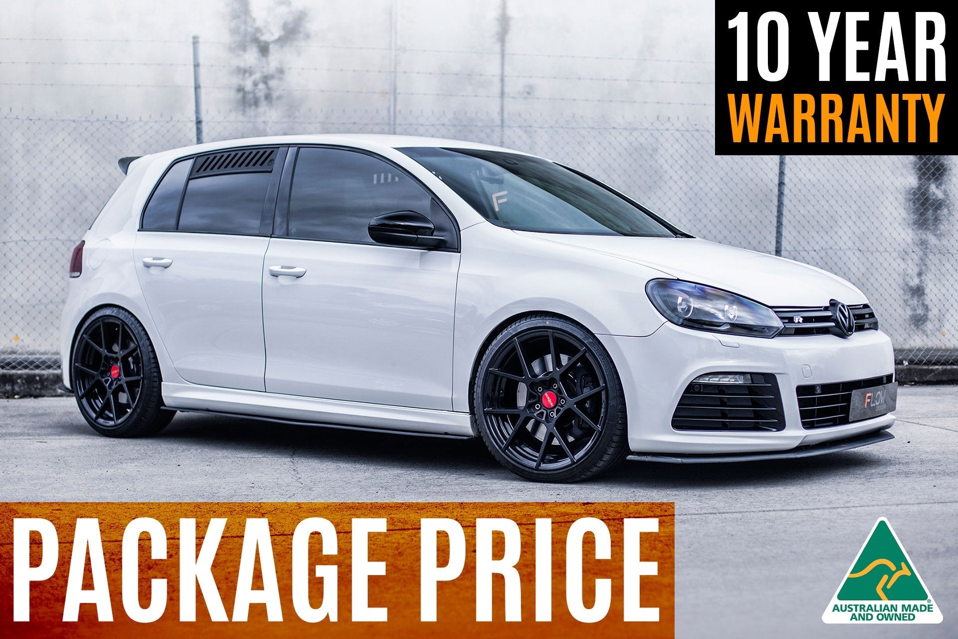 Flow Design MK6 Golf R Full Lip Splitter Set