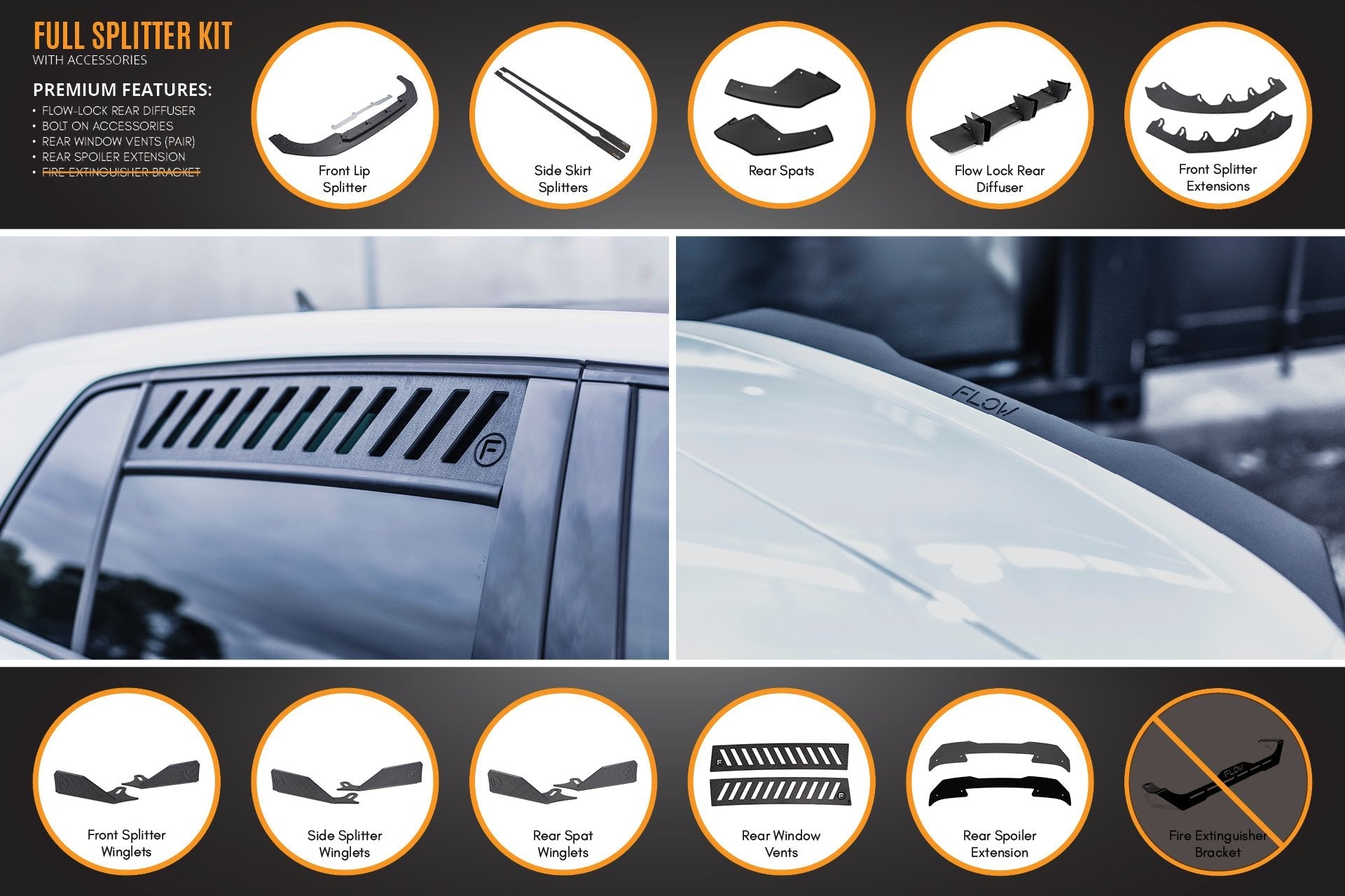 Flow Design MK8 Golf GTI Full Lip Splitter Set