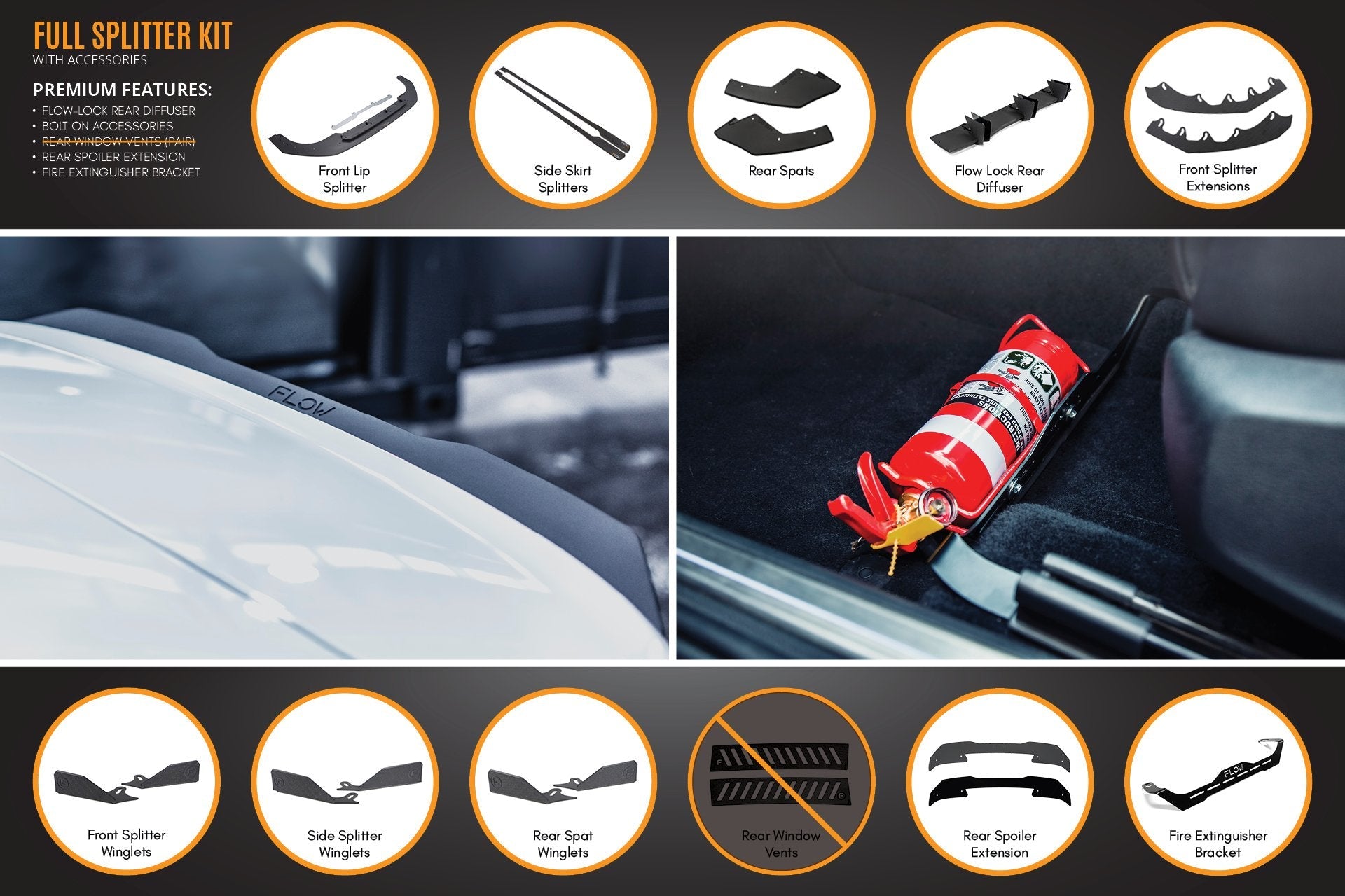 Flow Design MK8 Golf GTI Full Lip Splitter Set