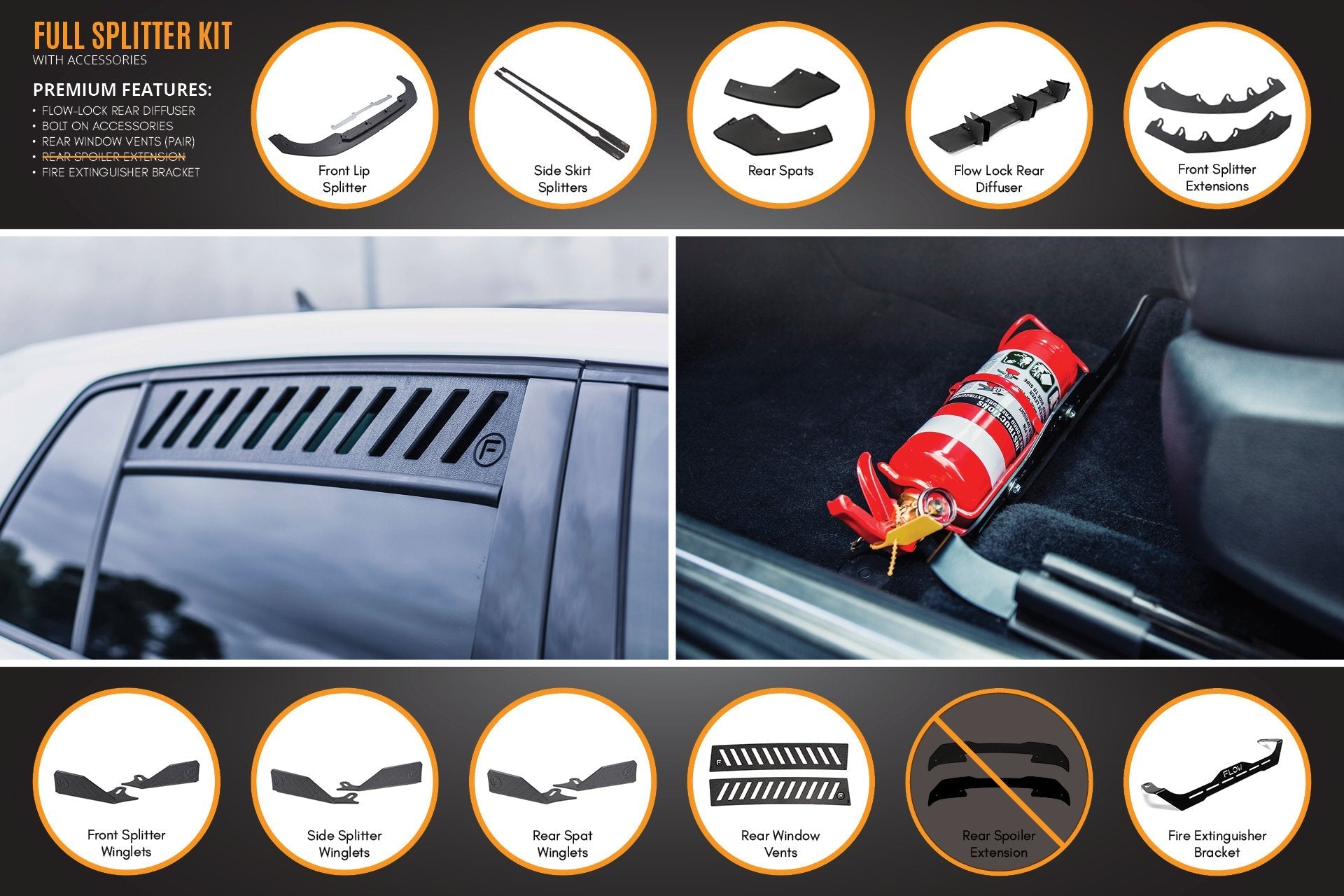 Flow Design MK8 Golf GTI Full Lip Splitter Set