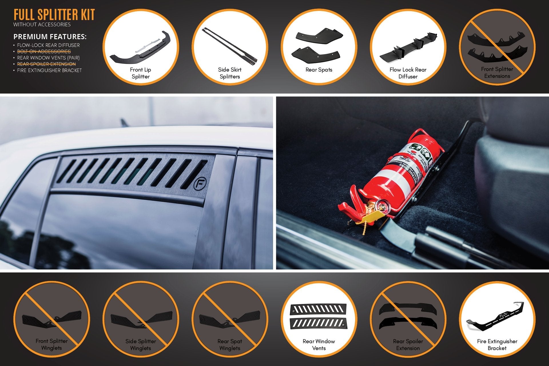 Flow Design MK8 Golf GTI Full Lip Splitter Set