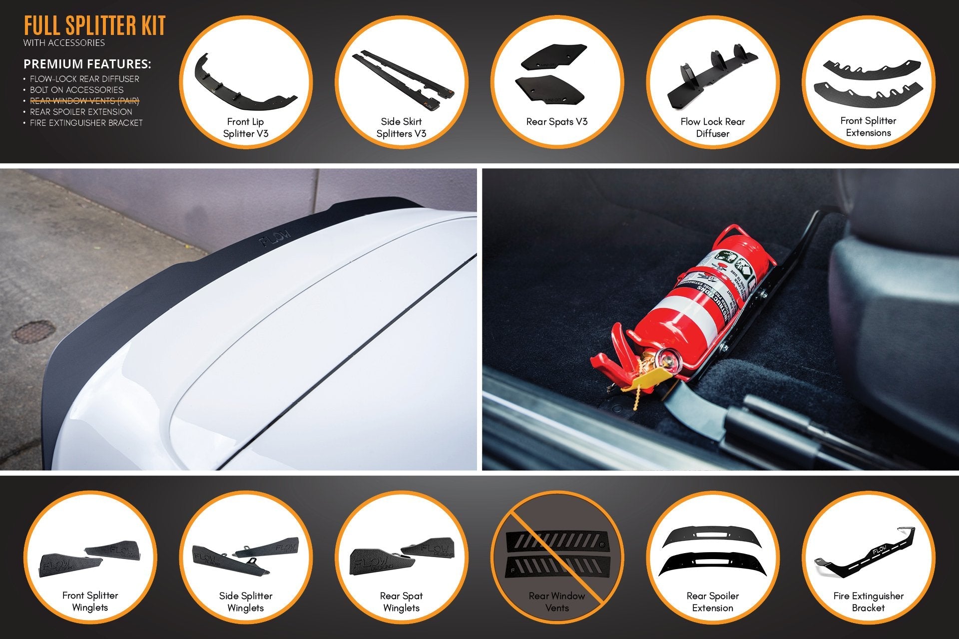 Flow Design MK6 Golf GTI Full Lip Splitter Set