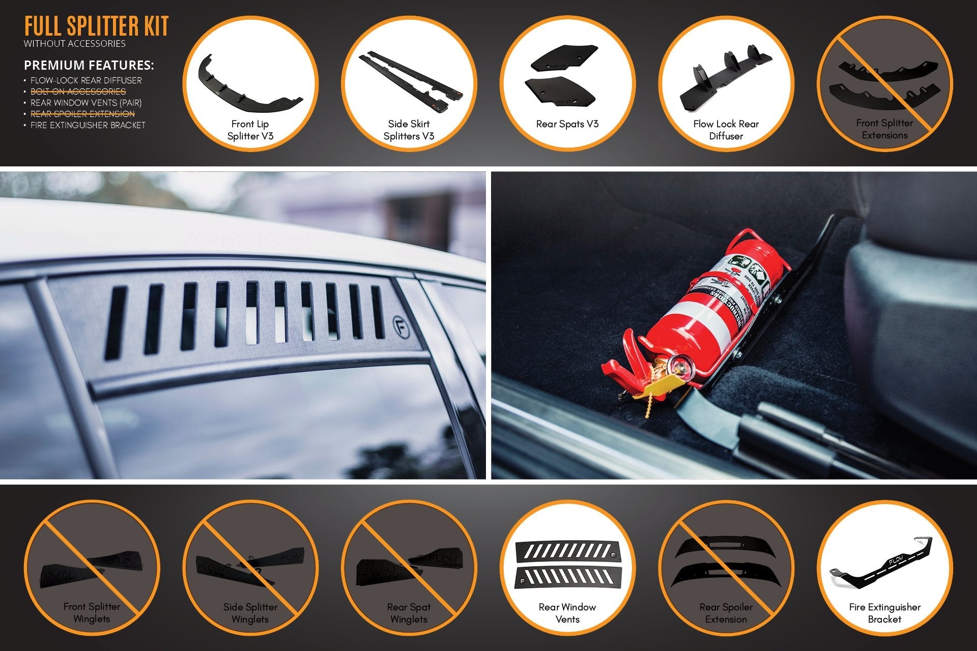 Flow Design MK6 Golf GTI Full Lip Splitter Set