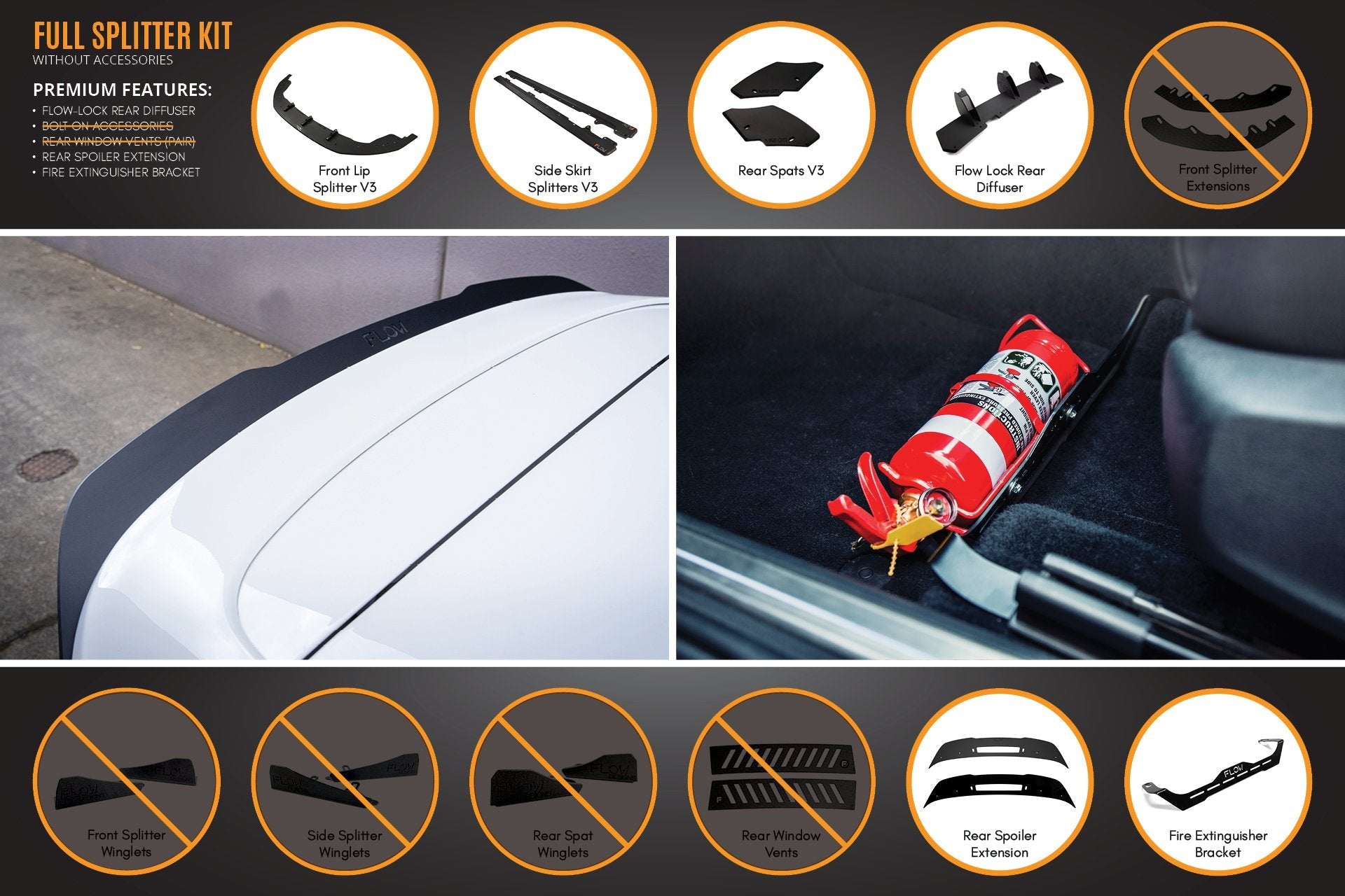 Flow Design MK6 Golf GTI Full Lip Splitter Set