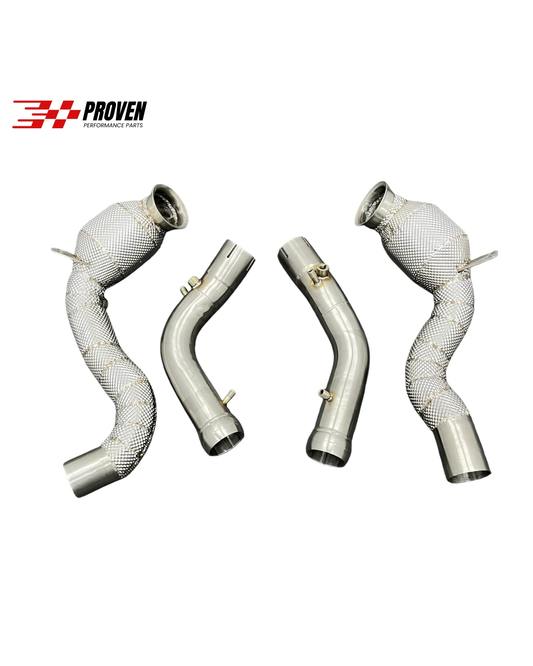 Mercedes Benz W213, E63/E63s AMG Catted Downpipe With Heatshield