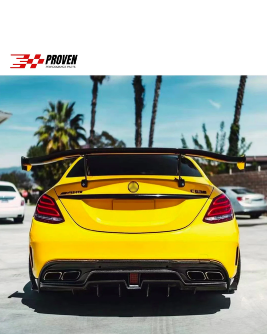 Mercedes Benz W205 C63/C63s AMG Carbon Fibre Rear Bumper LED Diffuser Kit