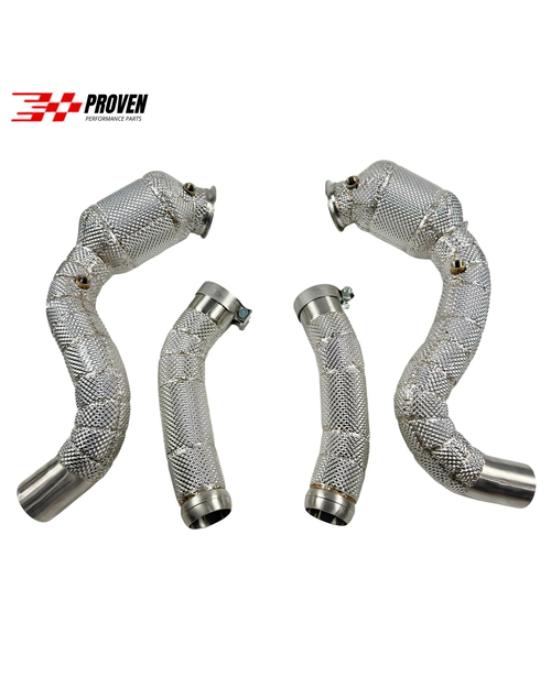 Mercedes Benz W205, C63/C63s AMG Catted Downpipe With Heatshield