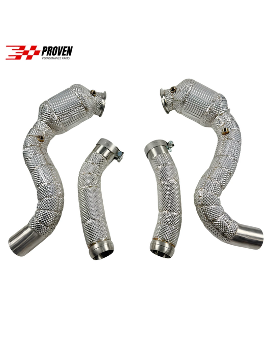 Mercedes Benz W205, C63/C63s AMG Catted Downpipe With Heatshield