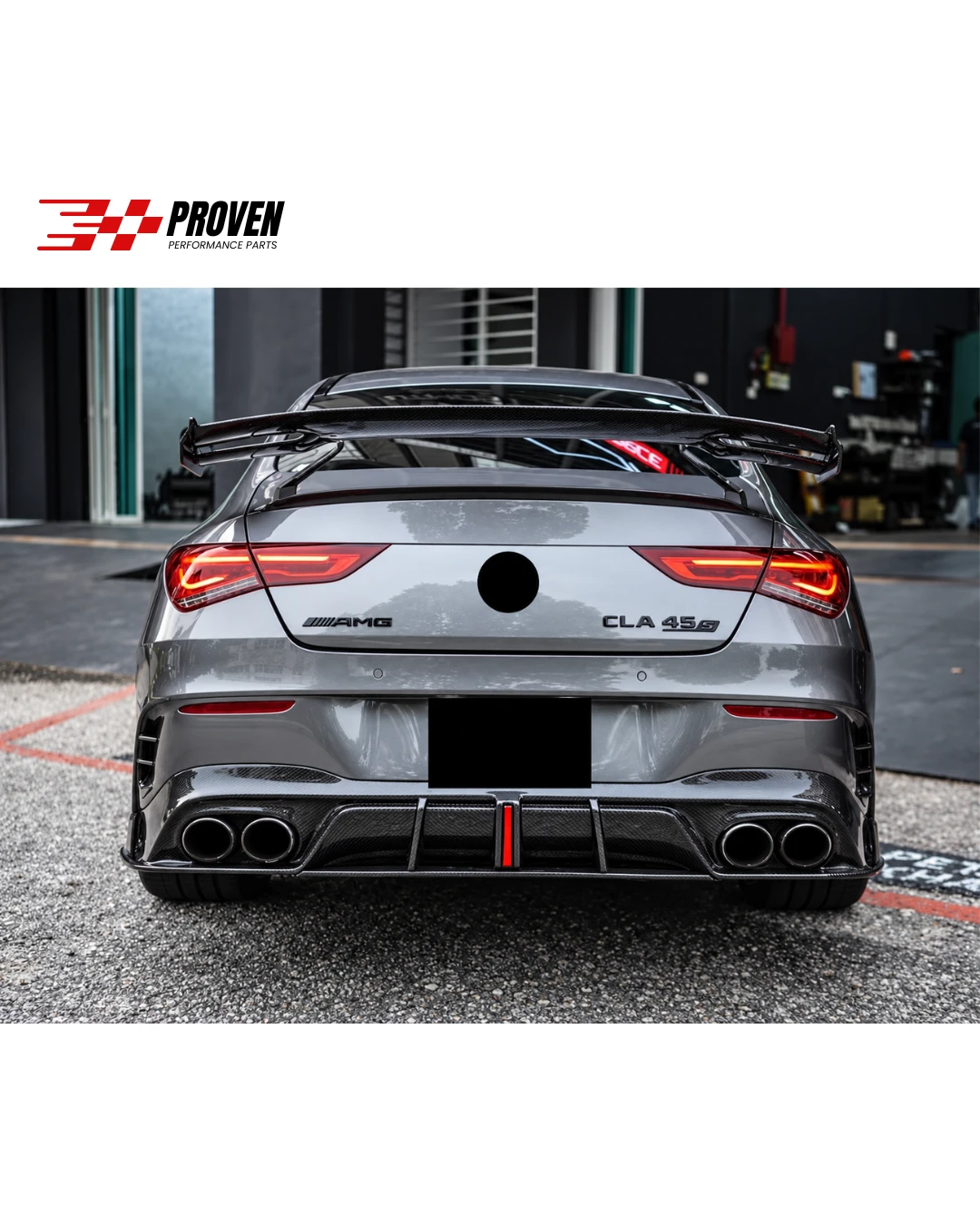 Mercedes Benz C118/W118 CLA45 AMG Carbon Fibre AE Style LED Rear Diffuser