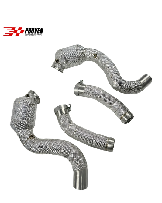 Mercedes Benz W205, C63/C63s AMG Catted Downpipe With Heatshield
