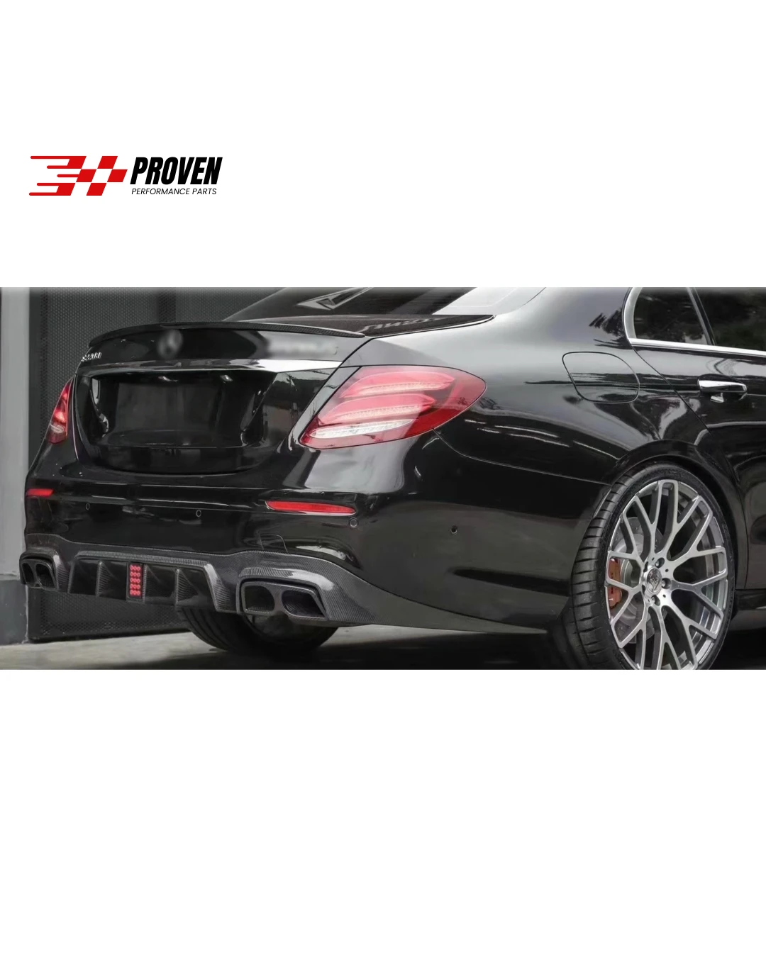 Mercedes Benz W213, E43/E63 AMG Sedan Carbon Fibre B Style LED Rear Diffuser
